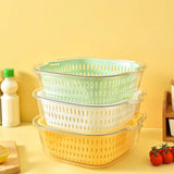 Maxbell Double Layer Drain Basket Side Buckle Strong and Sturdy for Washing Mixing White