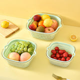 Maxbell Double Layer Drain Basket Side Buckle Strong and Sturdy for Washing Mixing green