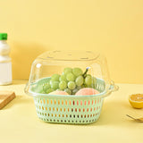 Maxbell Double Layer Drain Basket Side Buckle Strong and Sturdy for Washing Mixing green