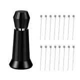 Maxbell Coffee Stirrer Hand Distribution Coffee Stirring Tool Birthday Gifts 2 Sets Needles Black