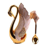 Maxbell Swan Tableware Holder Base Tableware Organizer Kitchen Storage Rack Display Golden Spoon