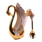 Maxbell Swan Tableware Holder Base Tableware Organizer Kitchen Storage Rack Display Golden Spoon