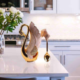Maxbell Swan Tableware Holder Base Tableware Organizer Kitchen Storage Rack Display Golden Spoon
