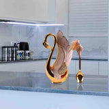 Maxbell Swan Tableware Holder Base Tableware Organizer Kitchen Storage Rack Display Golden Spoon