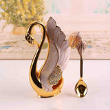 Maxbell Swan Tableware Holder Base Tableware Organizer Kitchen Storage Rack Display Golden Spoon