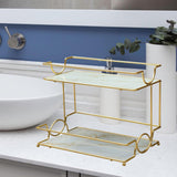 Maxbell 2 Tiers Standing Rack Storage Shelf for Bedroom Dressing Table Living Room StyleC