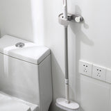 Maxbell Wall Mount Broom Holder Hooks No Punching Pantry Organization Mop Hanger Gray