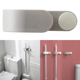 Maxbell Wall Mount Broom Holder Hooks No Punching Pantry Organization Mop Hanger Gray