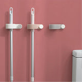 Maxbell Wall Mount Broom Holder Hooks No Punching Pantry Organization Mop Hanger Pink