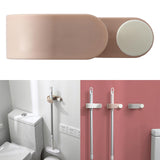 Maxbell Wall Mount Broom Holder Hooks No Punching Pantry Organization Mop Hanger Pink