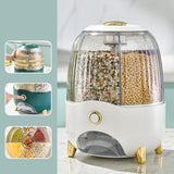 Maxbell 6 Compartment Rotary Rice Dispenser Dry Food Storage Containers Storage Box White