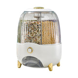 Maxbell 6 Compartment Rotary Rice Dispenser Dry Food Storage Containers Storage Box White