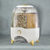 Maxbell 6 Compartment Rotary Rice Dispenser Dry Food Storage Containers Storage Box White