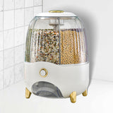 Maxbell 6 Compartment Rotary Rice Dispenser Dry Food Storage Containers Storage Box White