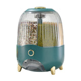 Maxbell 6 Compartment Rotary Rice Dispenser Dry Food Storage Containers Storage Box Green