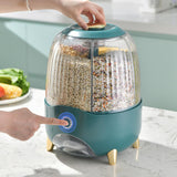 Maxbell 6 Compartment Rotary Rice Dispenser Dry Food Storage Containers Storage Box Green