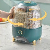 Maxbell 6 Compartment Rotary Rice Dispenser Dry Food Storage Containers Storage Box Green