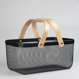 Maxbell Metal Hollow Picnic Basket Hollow Out Basket for Travel Dessert Dining Room Black