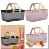 Maxbell Metal Hollow Picnic Basket Hollow Out Basket for Travel Dessert Dining Room Black