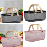 Maxbell Metal Hollow Picnic Basket Hollow Out Basket for Travel Dessert Dining Room Black