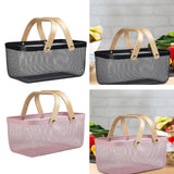 Maxbell Metal Hollow Picnic Basket Hollow Out Basket for Travel Dessert Dining Room Black