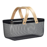 Maxbell Metal Hollow Picnic Basket Hollow Out Basket for Travel Dessert Dining Room Black