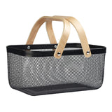 Maxbell Metal Hollow Picnic Basket Hollow Out Basket for Travel Dessert Dining Room Black