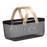 Maxbell Metal Hollow Picnic Basket Hollow Out Basket for Travel Dessert Dining Room Black
