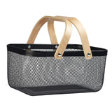 Maxbell Metal Hollow Picnic Basket Hollow Out Basket for Travel Dessert Dining Room Black