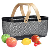 Maxbell Metal Hollow Picnic Basket Hollow Out Basket for Travel Dessert Dining Room Black