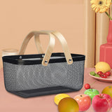 Maxbell Metal Hollow Picnic Basket Hollow Out Basket for Travel Dessert Dining Room Black