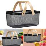 Maxbell Metal Hollow Picnic Basket Hollow Out Basket for Travel Dessert Dining Room Black