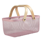 Maxbell Metal Hollow Picnic Basket Hollow Out Basket for Travel Dessert Dining Room Pink