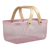 Maxbell Metal Hollow Picnic Basket Hollow Out Basket for Travel Dessert Dining Room Pink