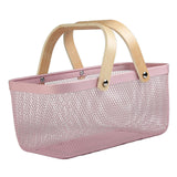 Maxbell Metal Hollow Picnic Basket Hollow Out Basket for Travel Dessert Dining Room Pink