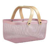 Maxbell Metal Hollow Picnic Basket Hollow Out Basket for Travel Dessert Dining Room Pink