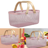 Maxbell Metal Hollow Picnic Basket Hollow Out Basket for Travel Dessert Dining Room Pink