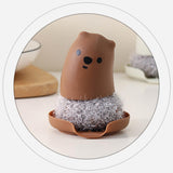 Maxbell Multipurpose Dishwashing Brush Scrub Scrubber with Base Durable for Washing Brown