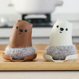Maxbell Multipurpose Dishwashing Brush Scrub Scrubber with Base Durable for Washing Brown