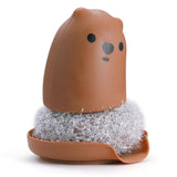 Maxbell Multipurpose Dishwashing Brush Scrub Scrubber with Base Durable for Washing Brown