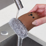 Maxbell Multipurpose Dishwashing Brush Scrub Scrubber with Base Durable for Washing Brown