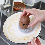 Maxbell Multipurpose Dishwashing Brush Scrub Scrubber with Base Durable for Washing Brown