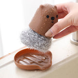 Maxbell Multipurpose Dishwashing Brush Scrub Scrubber with Base Durable for Washing Brown