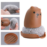 Maxbell Multipurpose Dishwashing Brush Scrub Scrubber with Base Durable for Washing Brown