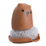 Maxbell Multipurpose Dishwashing Brush Scrub Scrubber with Base Durable for Washing Brown