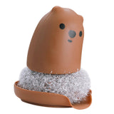 Maxbell Multipurpose Dishwashing Brush Scrub Scrubber with Base Durable for Washing Brown