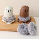 Maxbell Multipurpose Dishwashing Brush Scrub Scrubber with Base Durable for Washing Brown