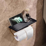 Maxbell Tissue Paper Shelf with Tray Paper Holder with Shelf for Home Hotel Toilet Black