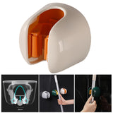 Maxbell Broom and Mop Holder Self Adhesive Wall Mounted Multiuse Sturdy for Garage Orange
