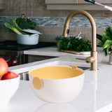 Maxbell Colander Rice Washer Strainer Bowl Drain Strainer Basket for Tomatoes Beans yellow